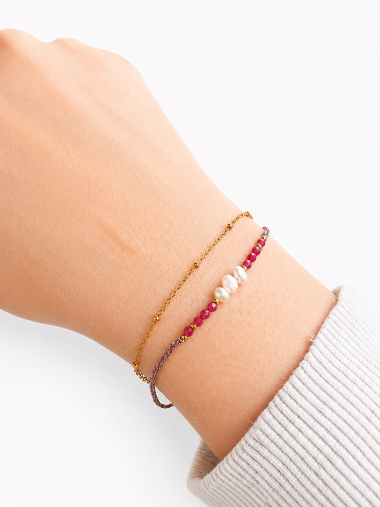 BRACELET NICOLE (PERLE DE CULTURE ET RUBIS)