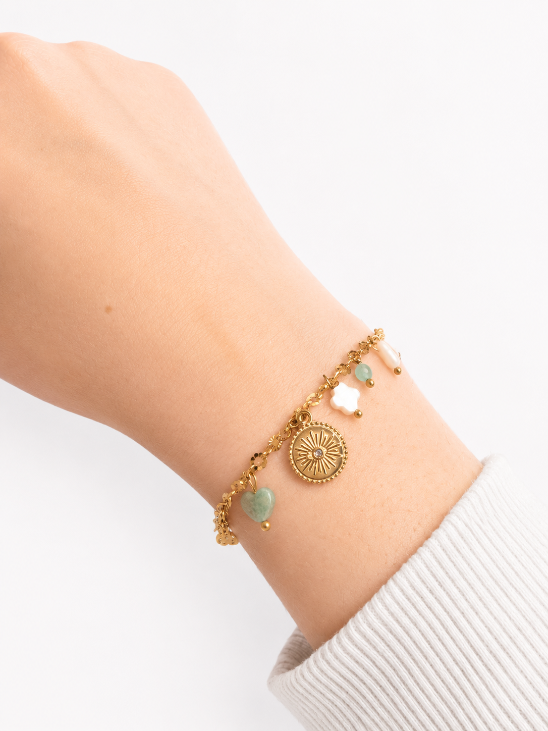 BRACELET JUNE (AMAZONITE – PERLE – NACRE)
