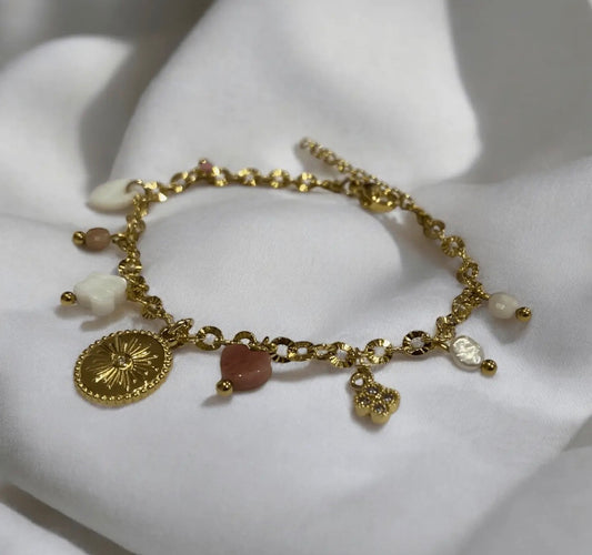 Bracelet AVA (RHODONITE - PERLE - NACRE)