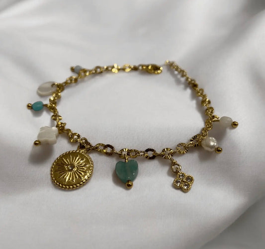 BRACELET JUNE (AMAZONITE – PERLE – NACRE)