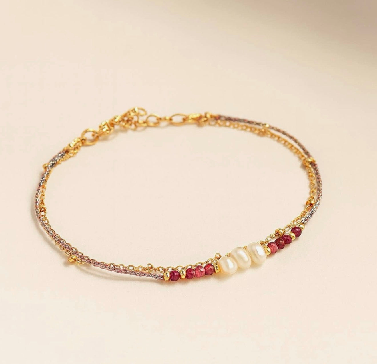 BRACELET NICOLE (PERLE DE CULTURE ET RUBIS)