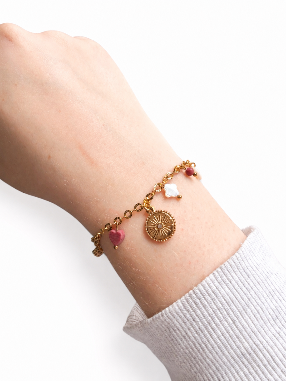 Bracelet AVA (RHODONITE - PERLE - NACRE)
