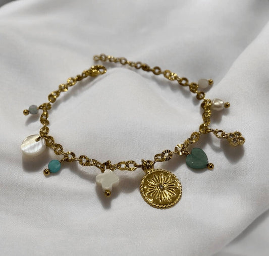 BRACELET JUNE (AMAZONITE – PERLE – NACRE)